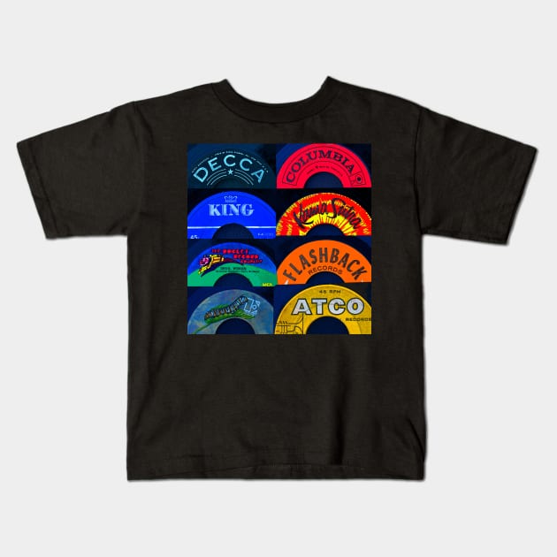 Classic American Record Labels Kids T-Shirt by dltphoto